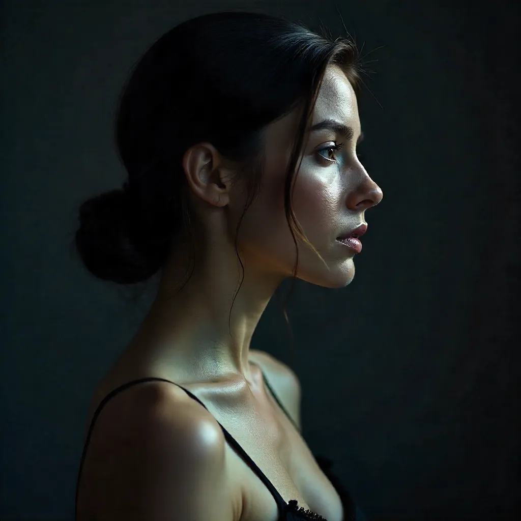 Moody Profile Portrait with Dramatic Lighting