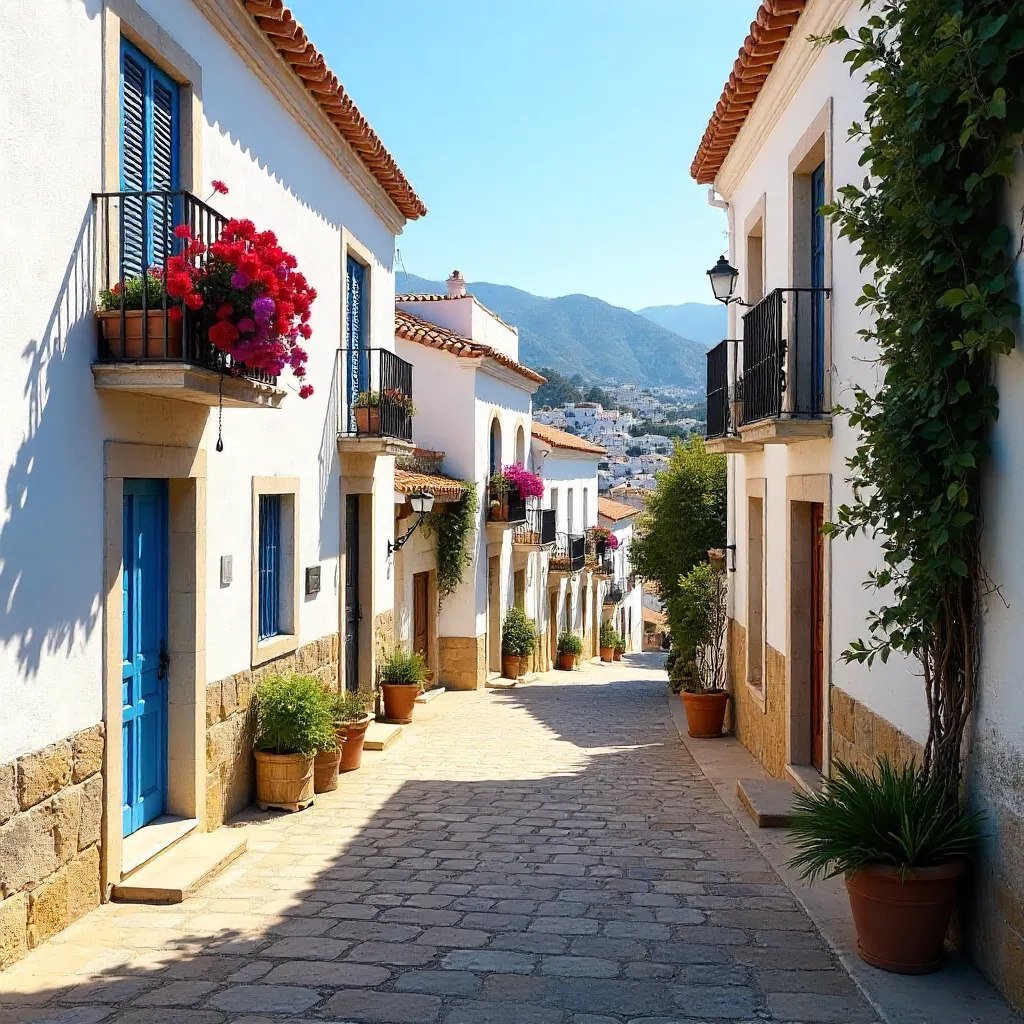 Frigiliana: Whitewashed Cobblestone Street in Andalusia