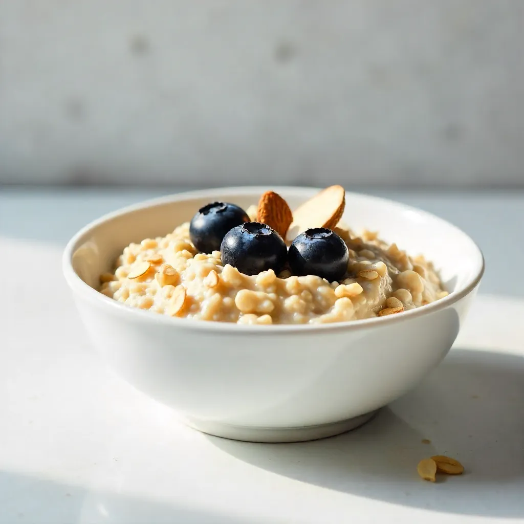 Minimalist Oatmeal Bowl with Blueberries and Almonds