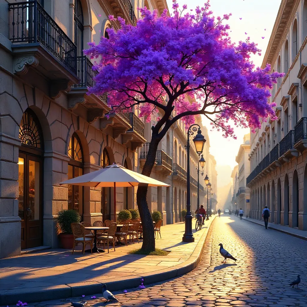 Charming Jacaranda Bloom at Historic Urban Street Corner
