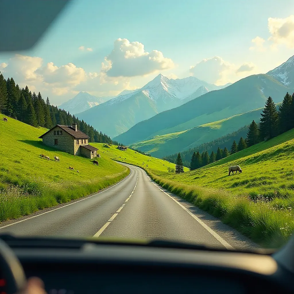 Tranquil Drive Through Dagestan's Green Hills