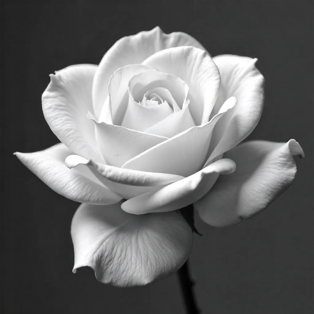 Monochrome Elegance: White Rose in Bloom