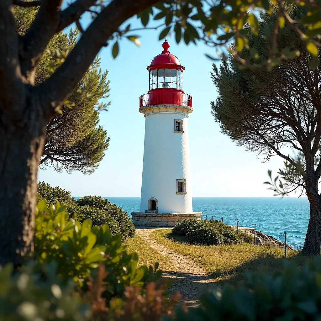 Lighthouse Through Foliage on the Portuguese Coast