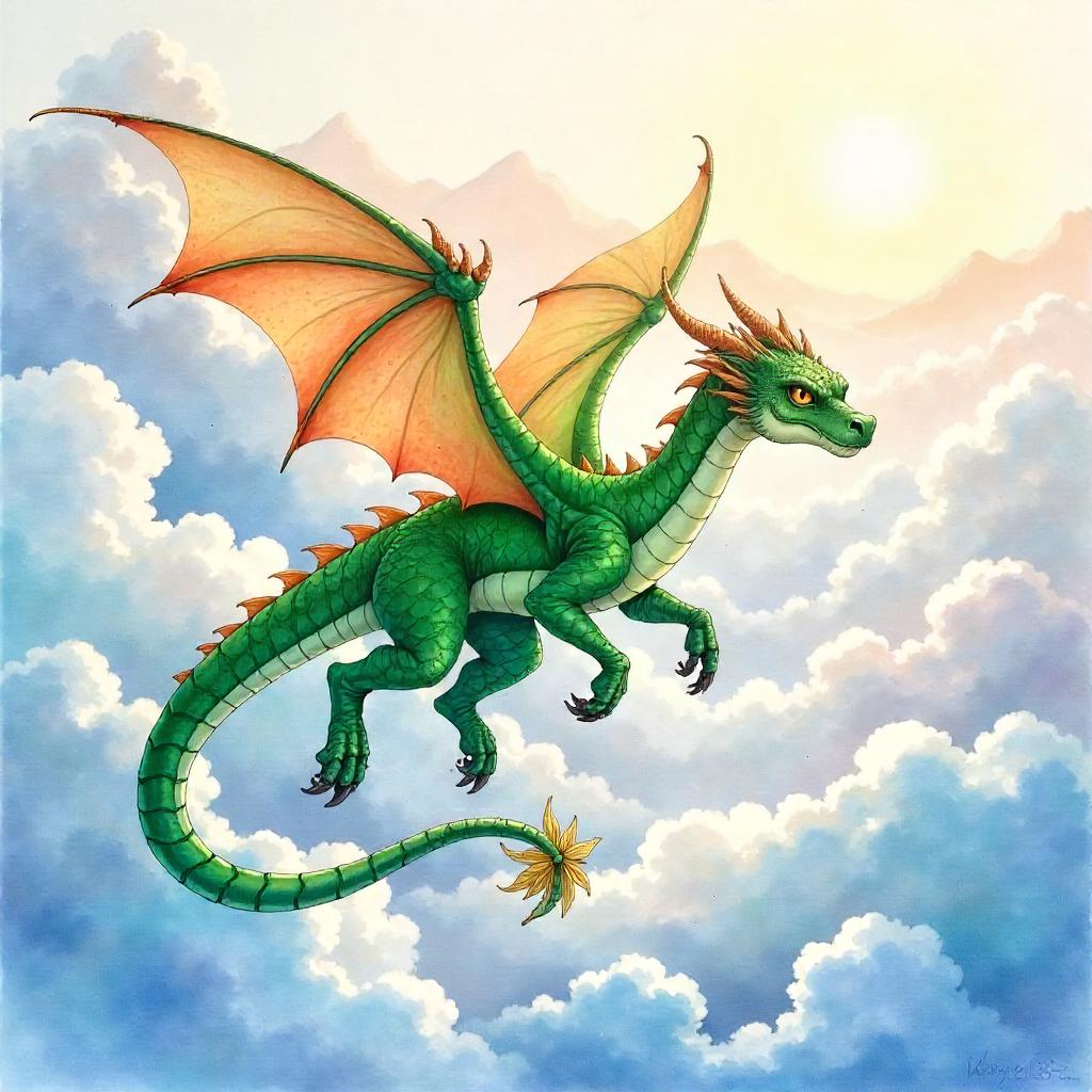 Wyvern in Dreamy Cloudscape