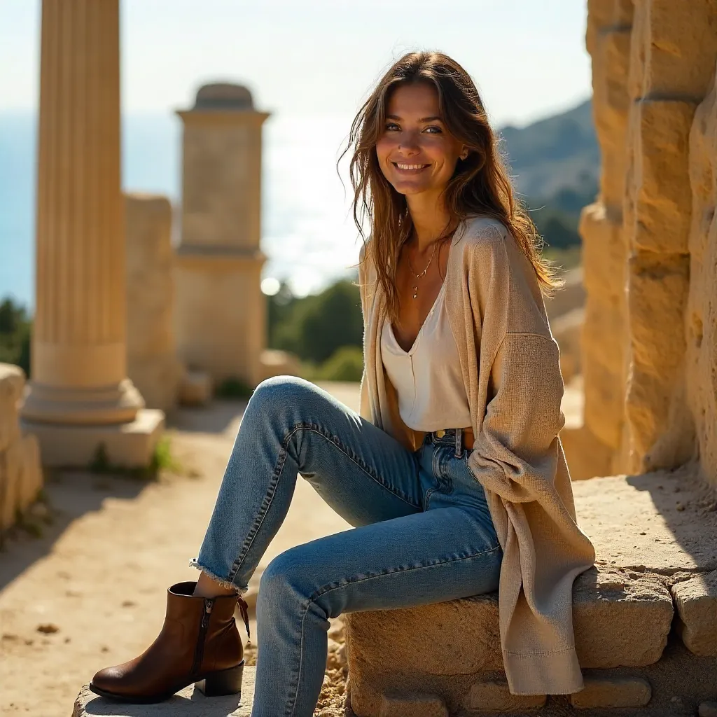 Relaxed Moment on Cyprus Ancient Ruins