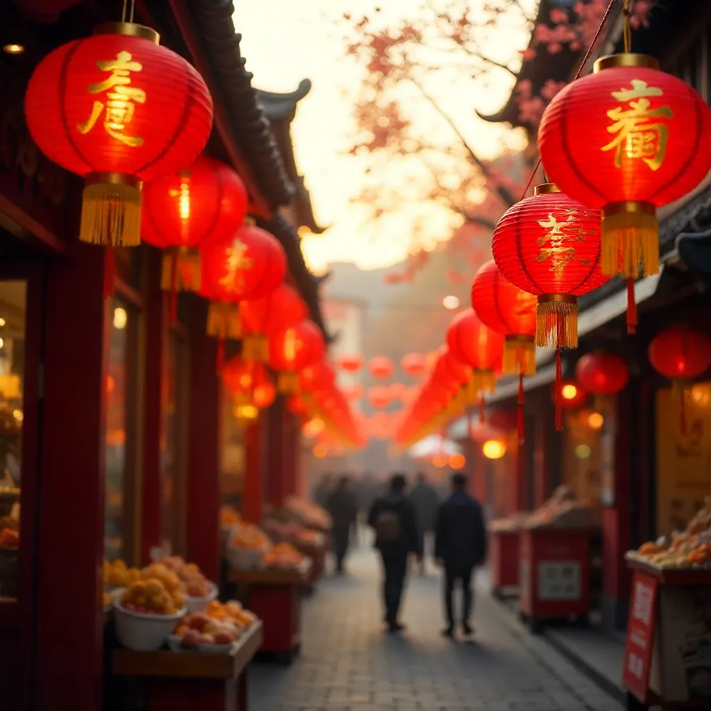 Bright red lanterns on display for prosperity and fortune
