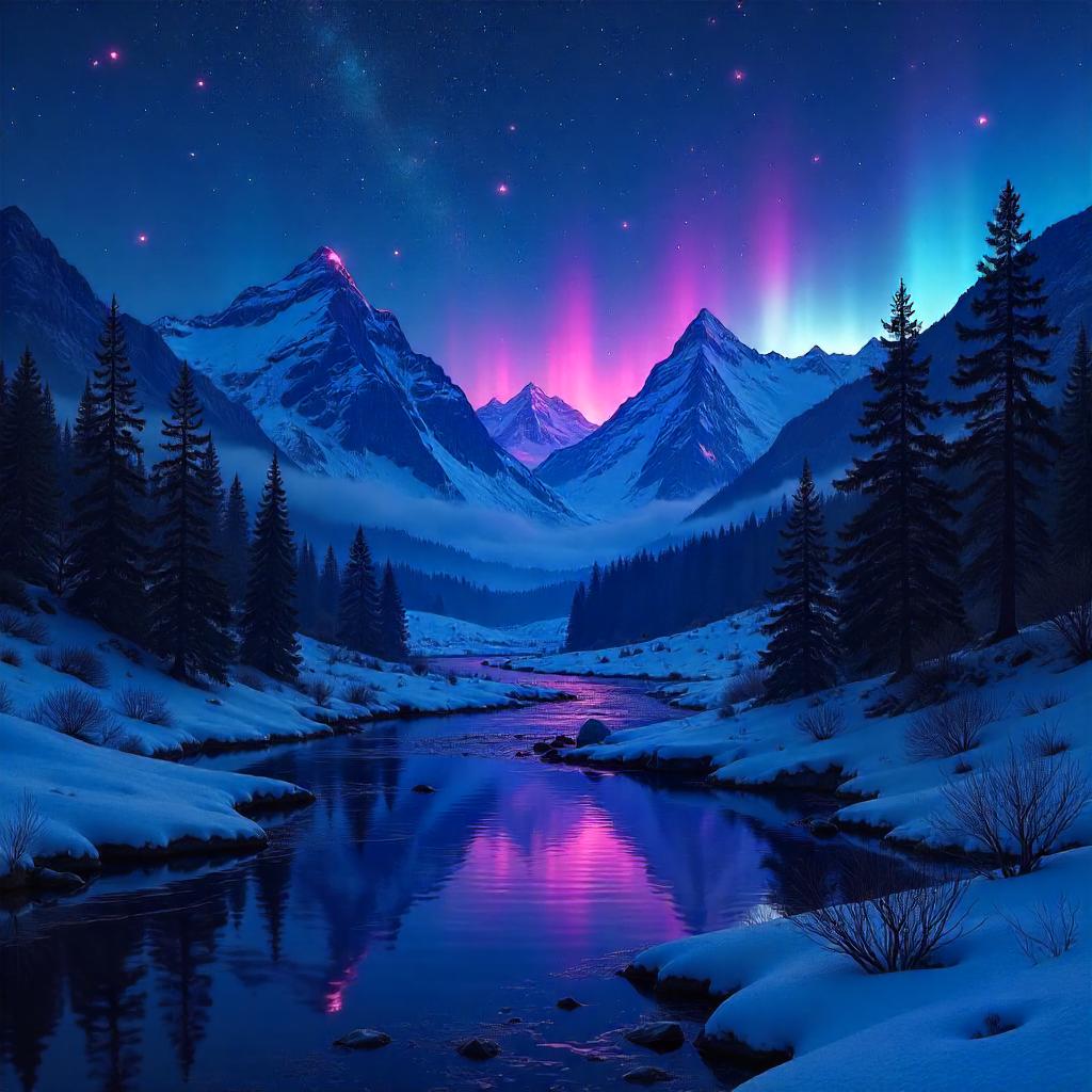 Constellations Over a Mountain-Valley Night