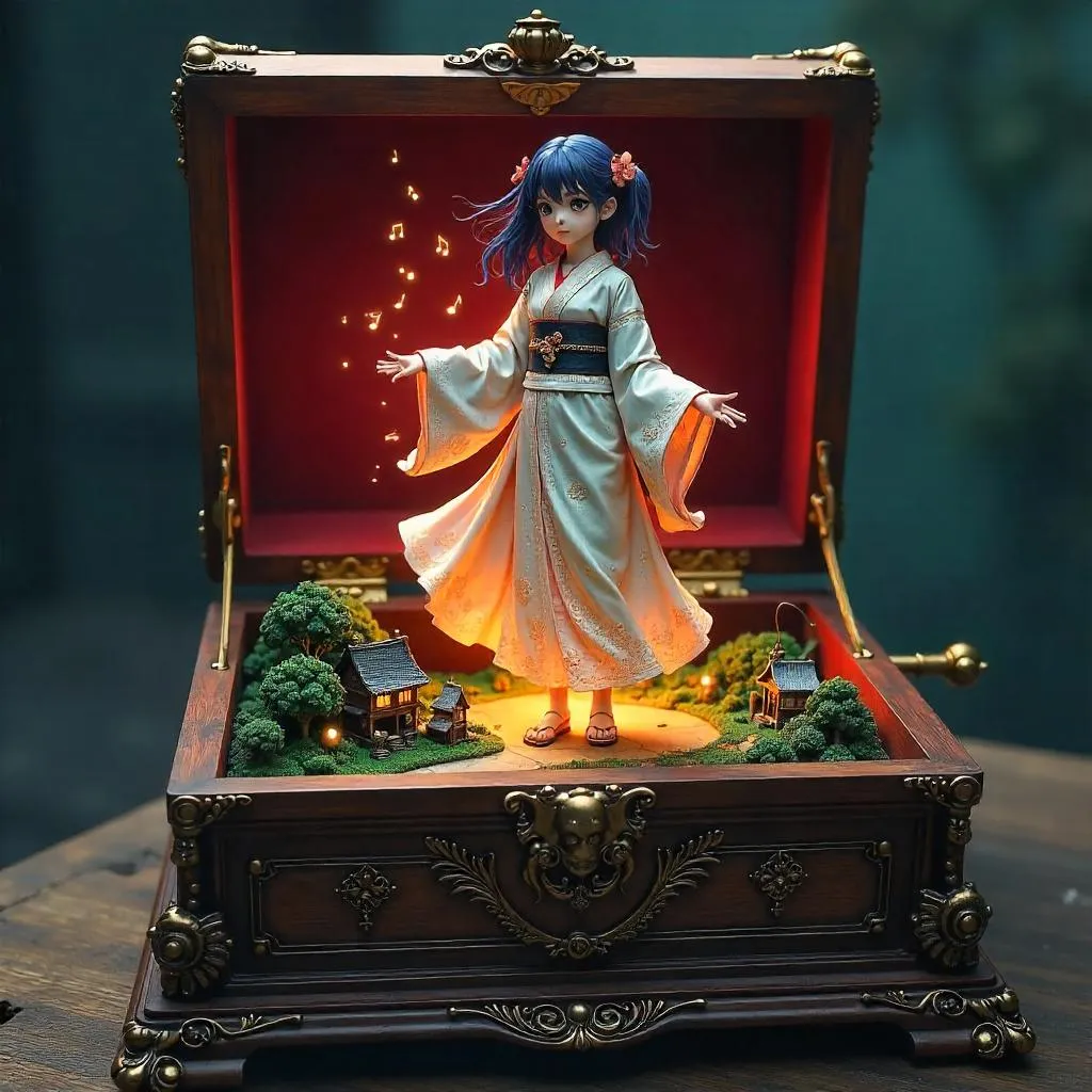 Giant Anime Queen in a Winding Music Box