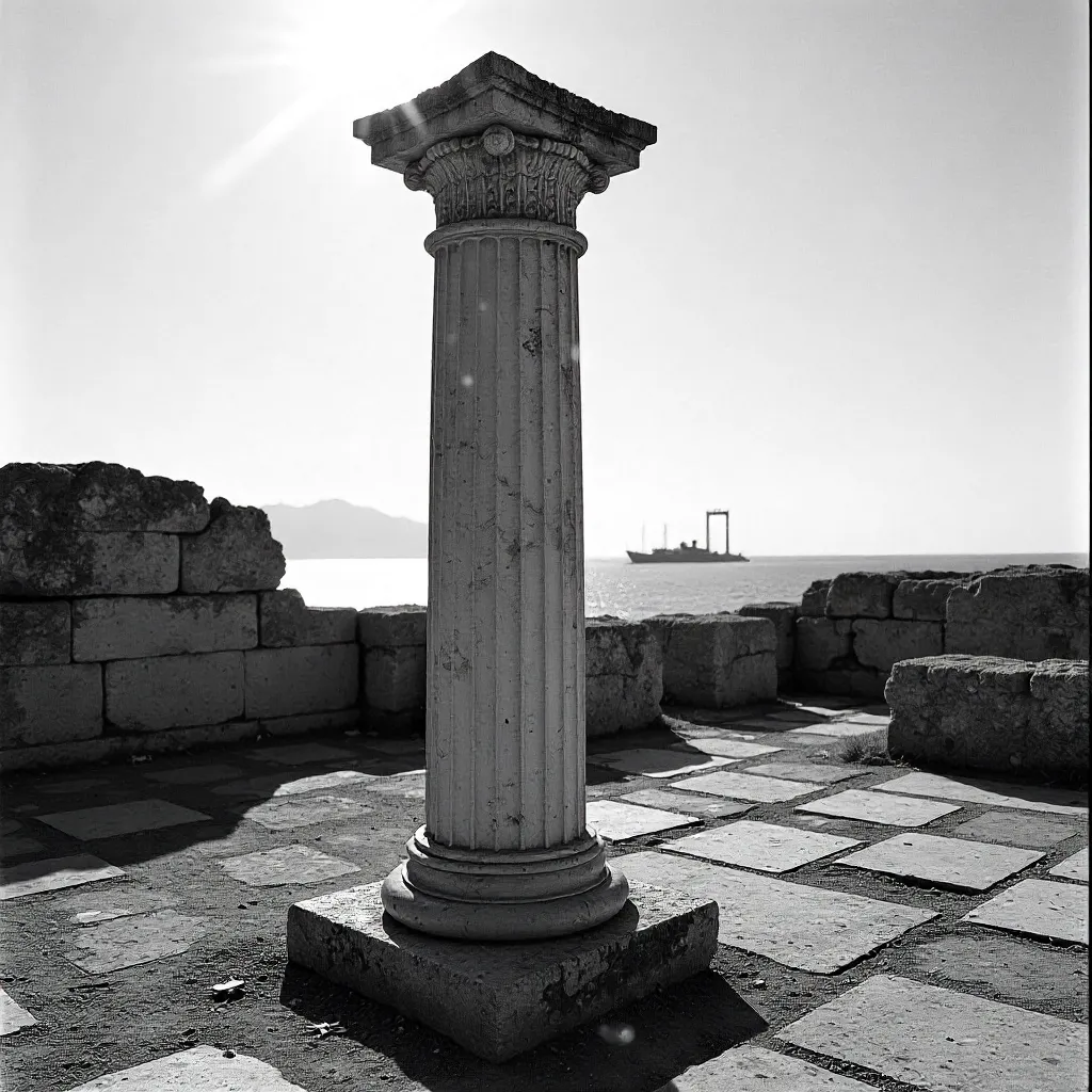Monochrome Roman Column in Antalya, Türkiye