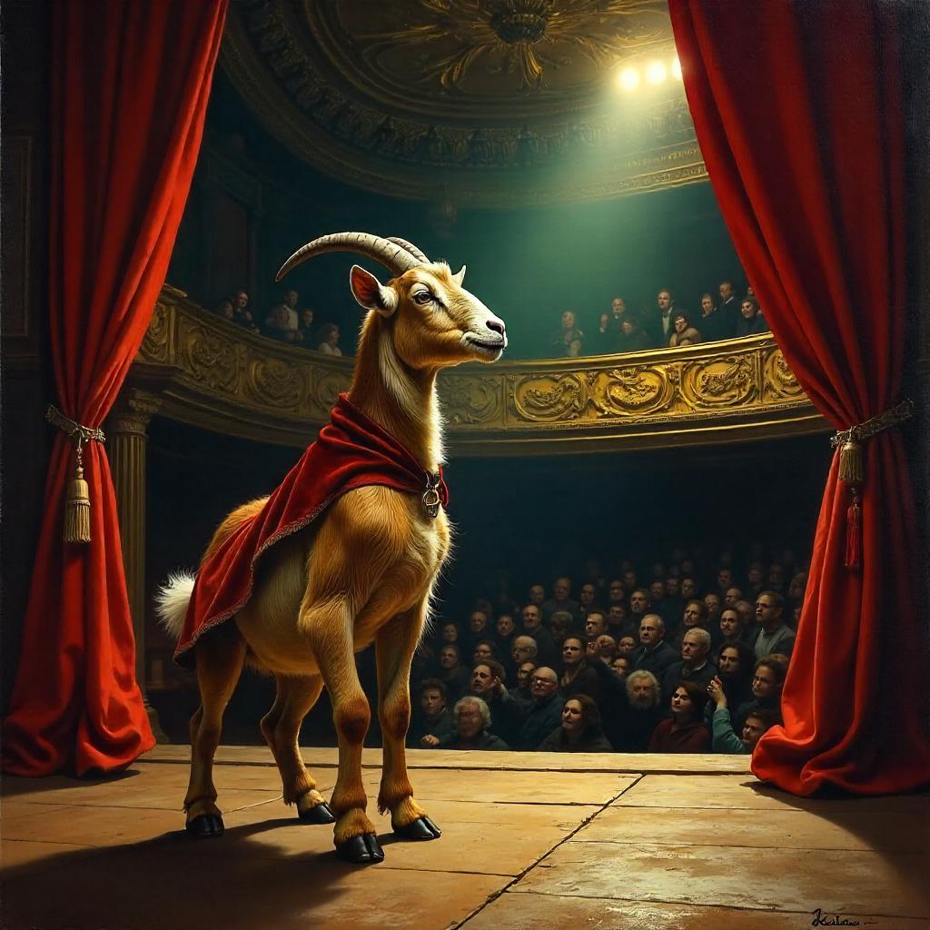Goat on Stage: An Oil Painting in the Theater