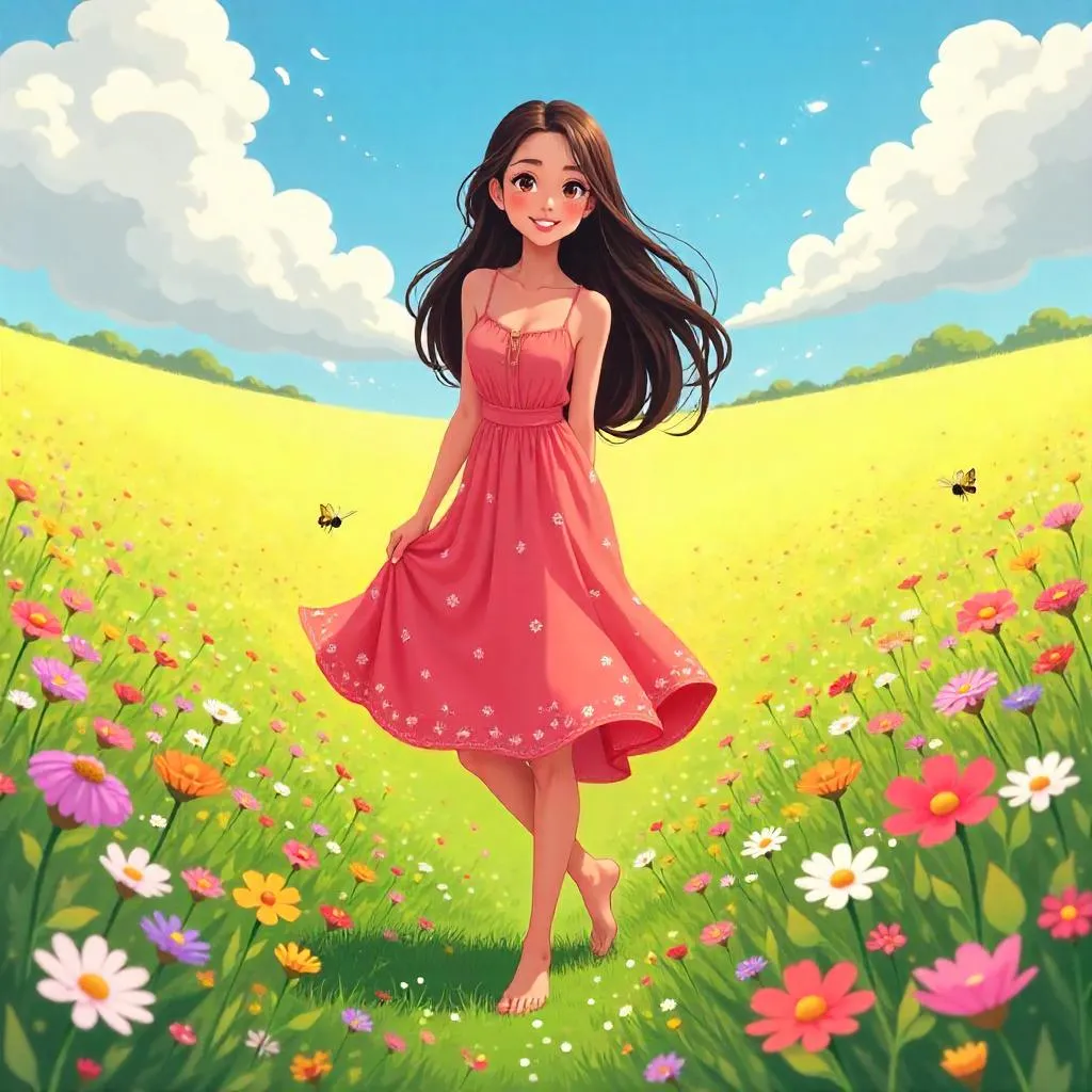 Golden Hour Field: Latina in Bloom