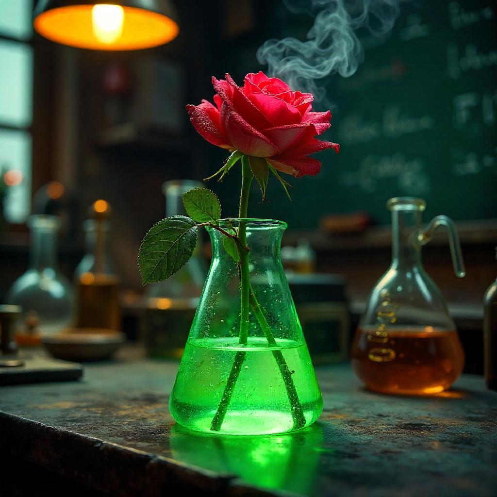 Photorealistic Flower in a Mad Scientist Lab