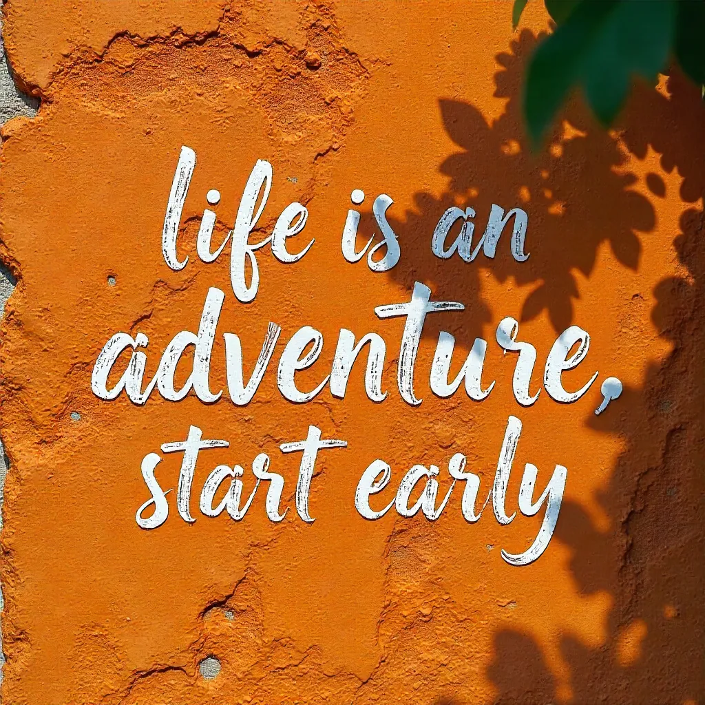 Life is an adventure, start early on orange wall