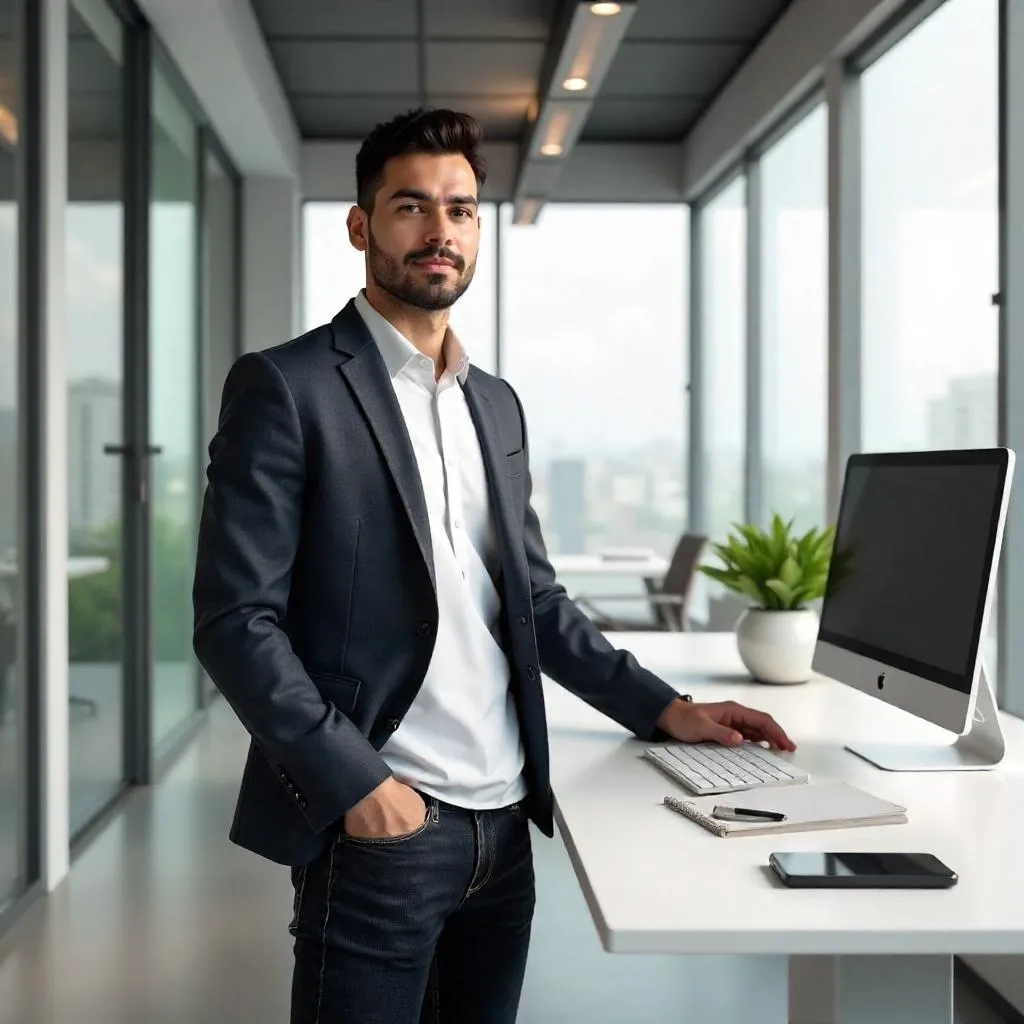 Photorealistic 3D Office Portrait of a Young Latino Man