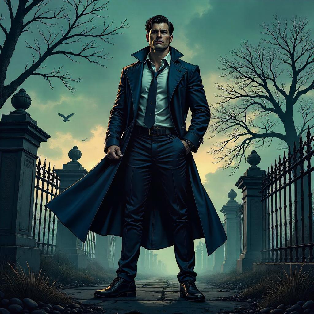 Graveyard Hero in Comic Book Style