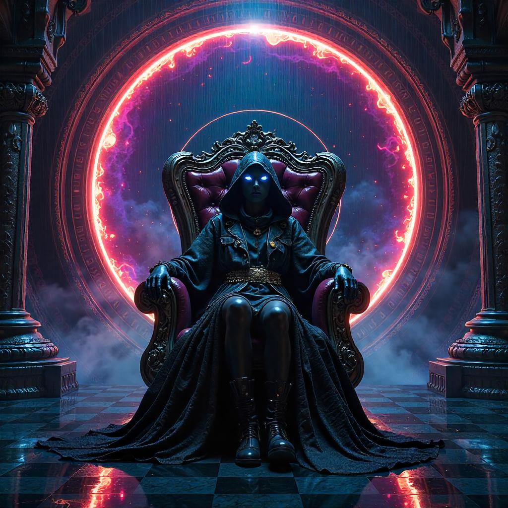 Neon Oracle at the Event Horizon of a Black Hole
