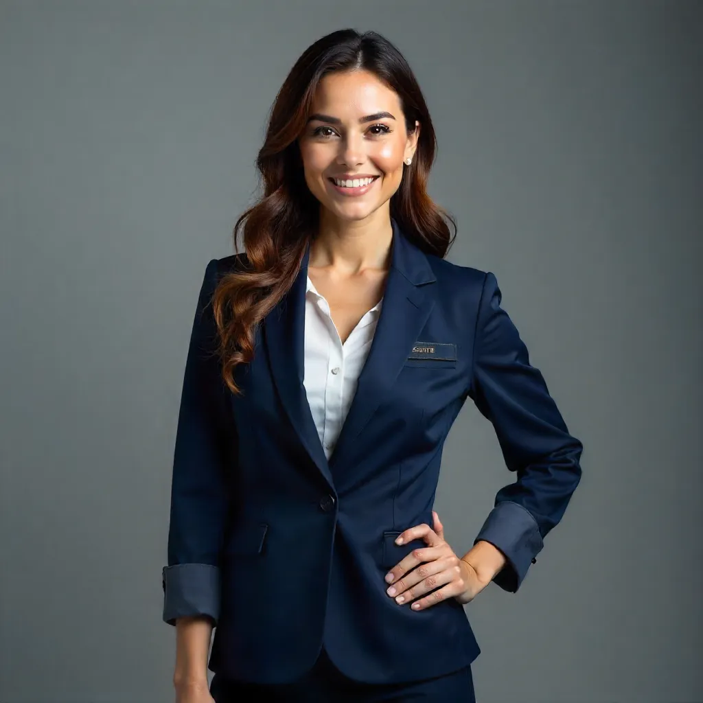Confident Uniformed Woman Studio Portrait
