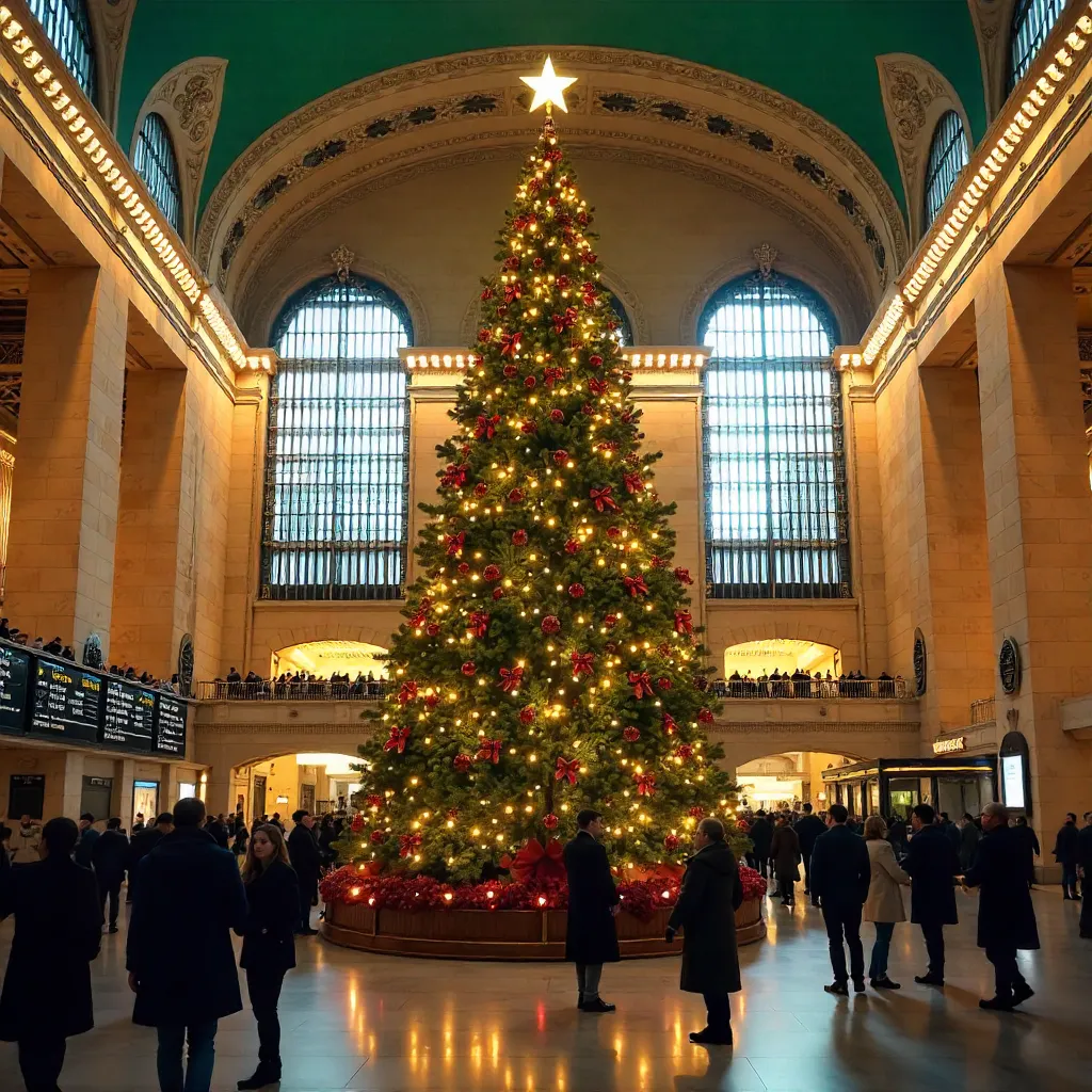 A Grand Christmas Tree in Chicago Union Station