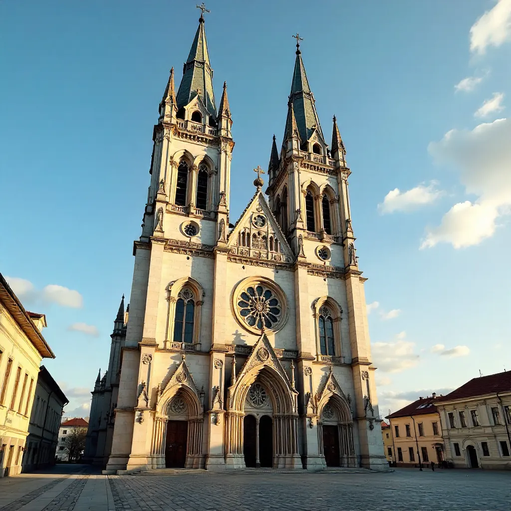 Gothic Revival Cathedral of Novi Sad in Golden Hour