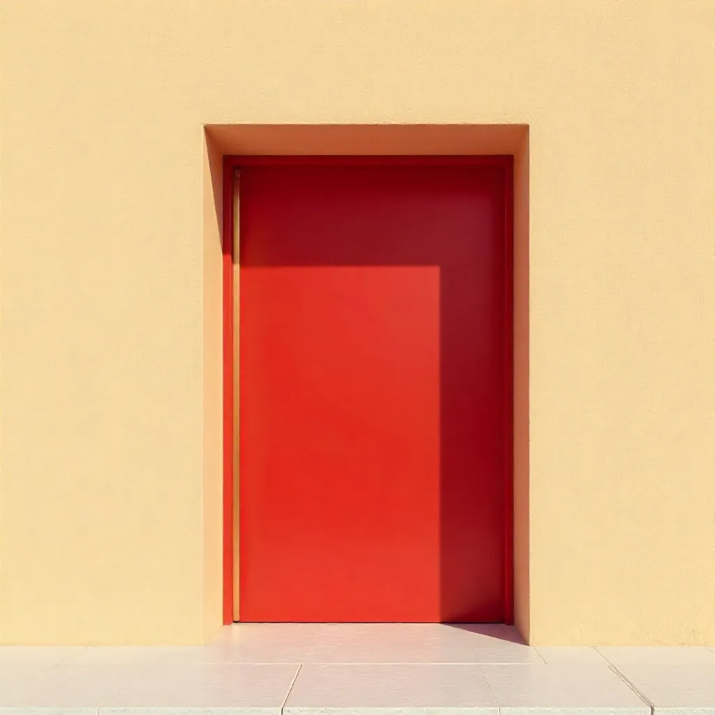 Minimalist Red-Beige Doorway: Geometric Composition