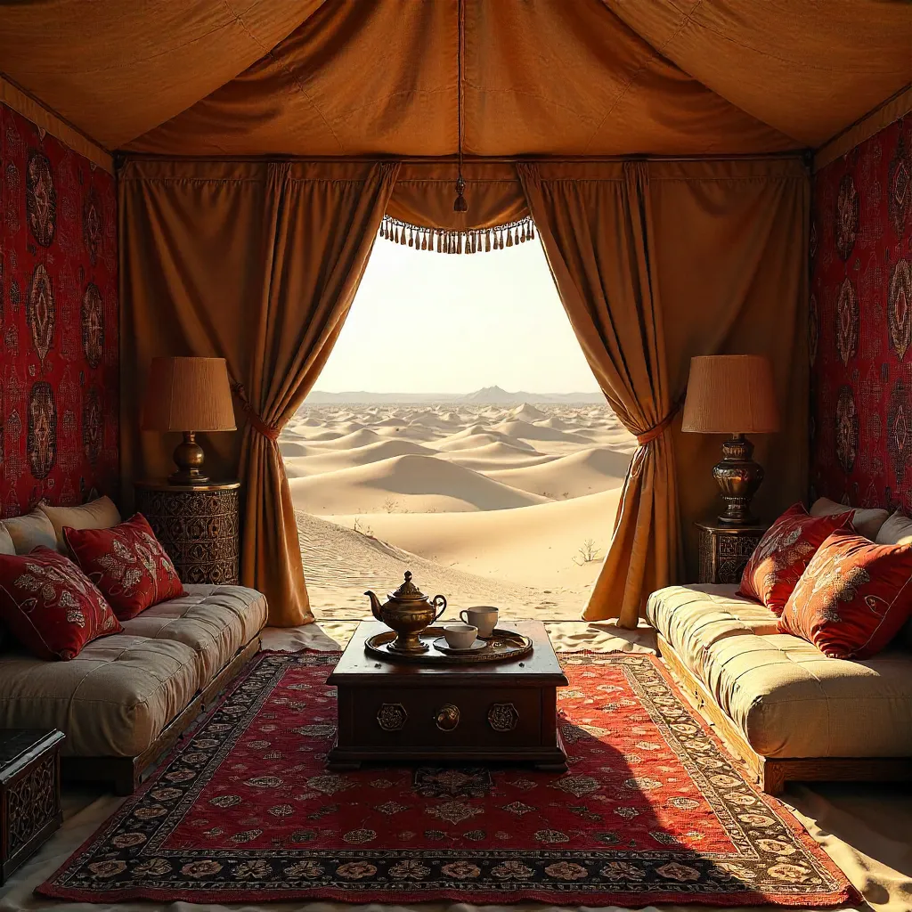 Vibrant Bedouin Tent Interior in Bidiyah Oman