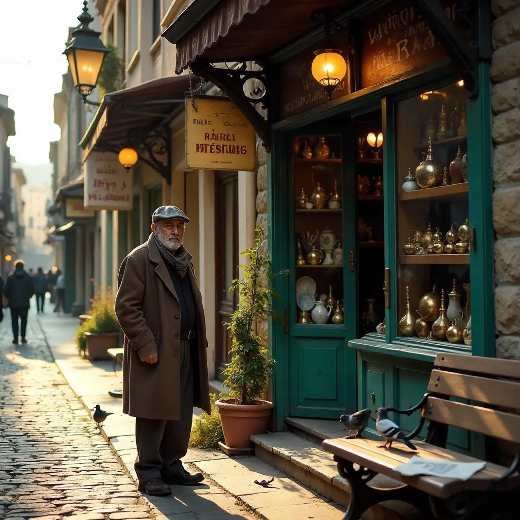 Elderly Man Outside a Bursa Antique Shop