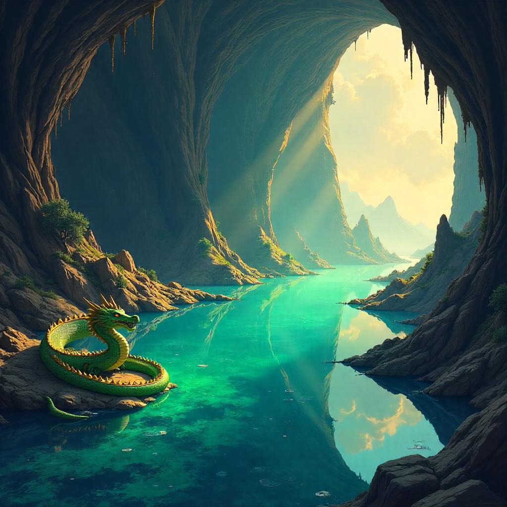 Anime Lake in a Dragon's Lair