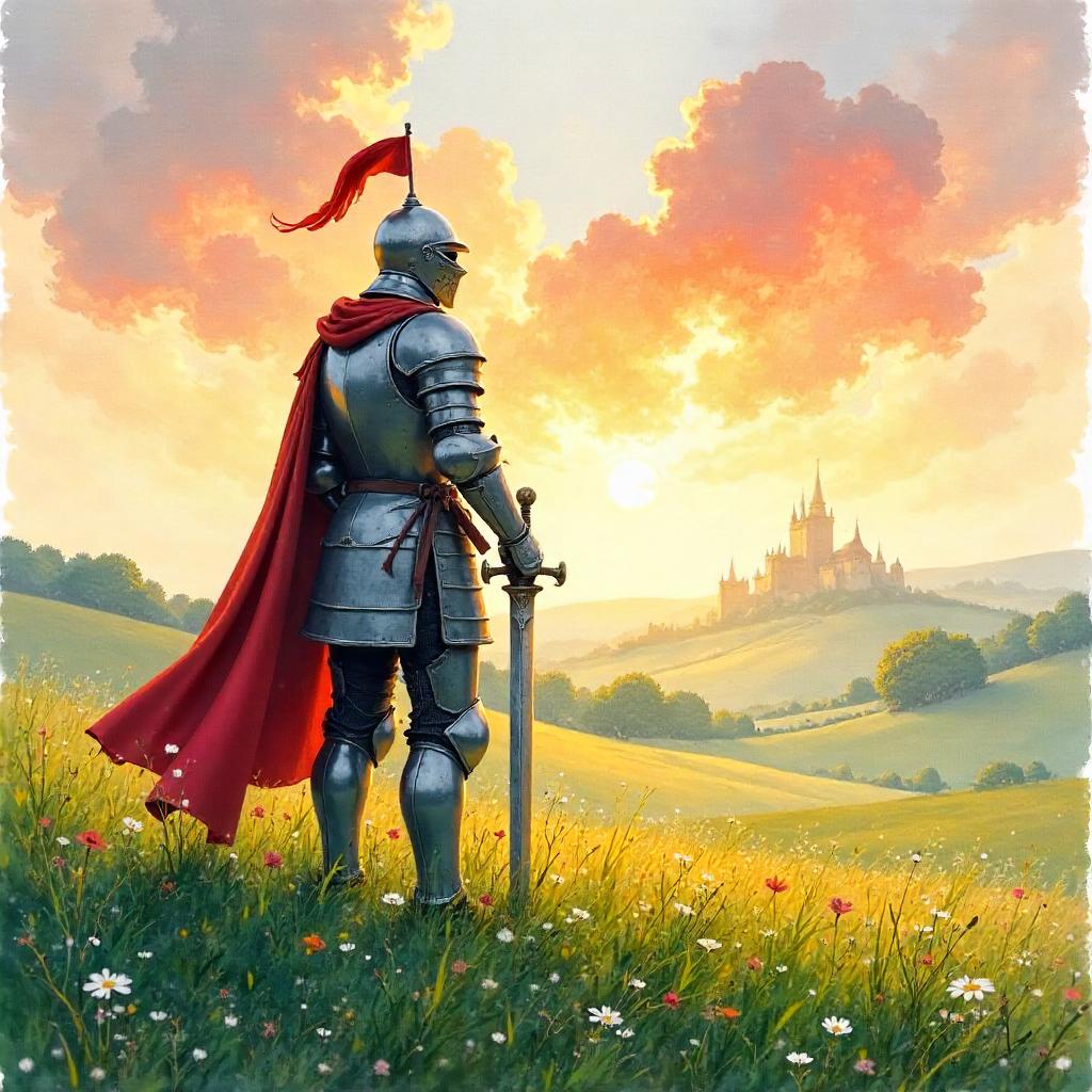 Dawn Knight in Watercolor at Sunrise