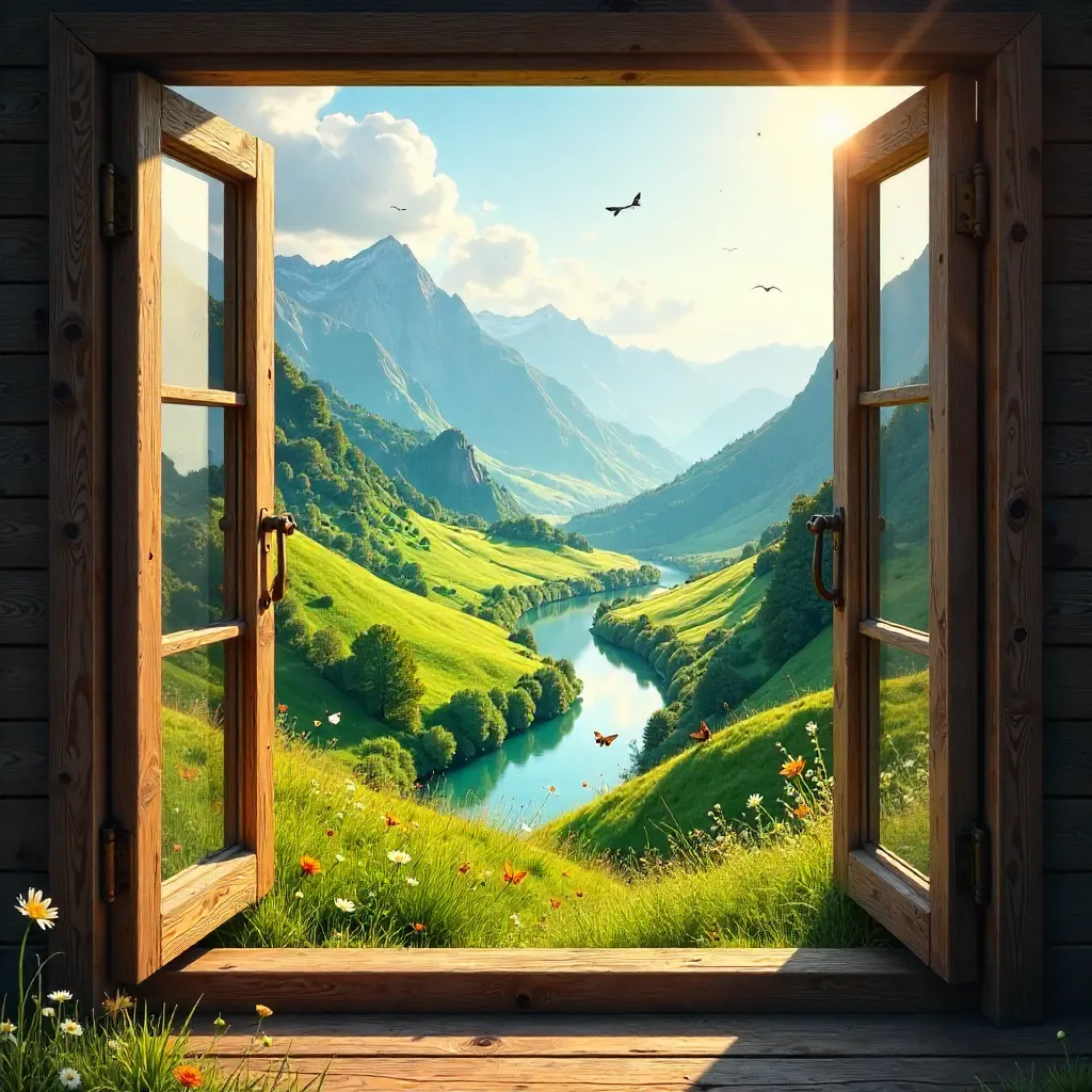 Valley Vista through Rustic Window Frame