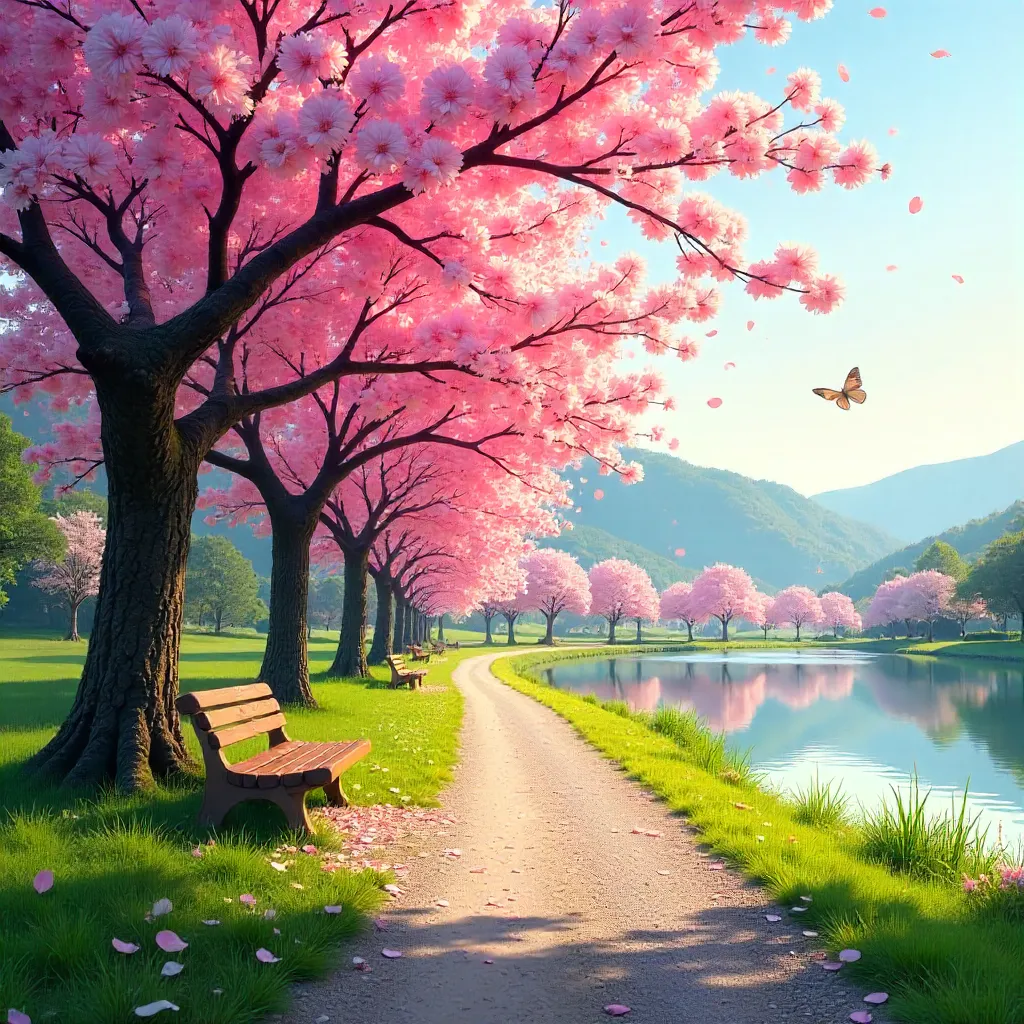 Cherry Blossom Lane: Springtime Serenity