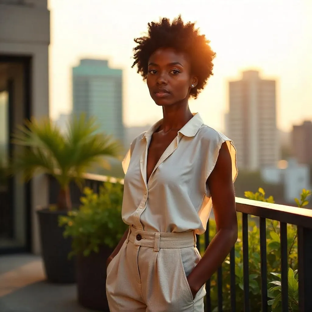 Photorealistic portrait on a terrace