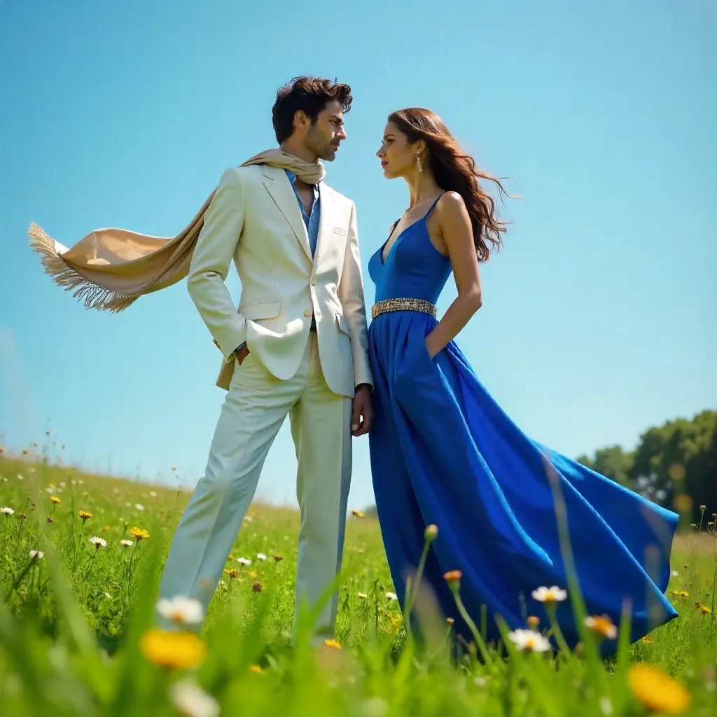 Two Fashionables in a Verdant Field