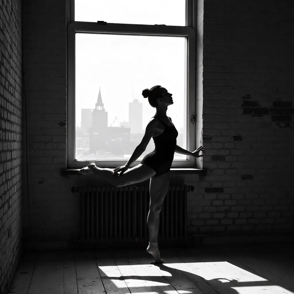 Window Light Ballet in Berlin (Black and White)