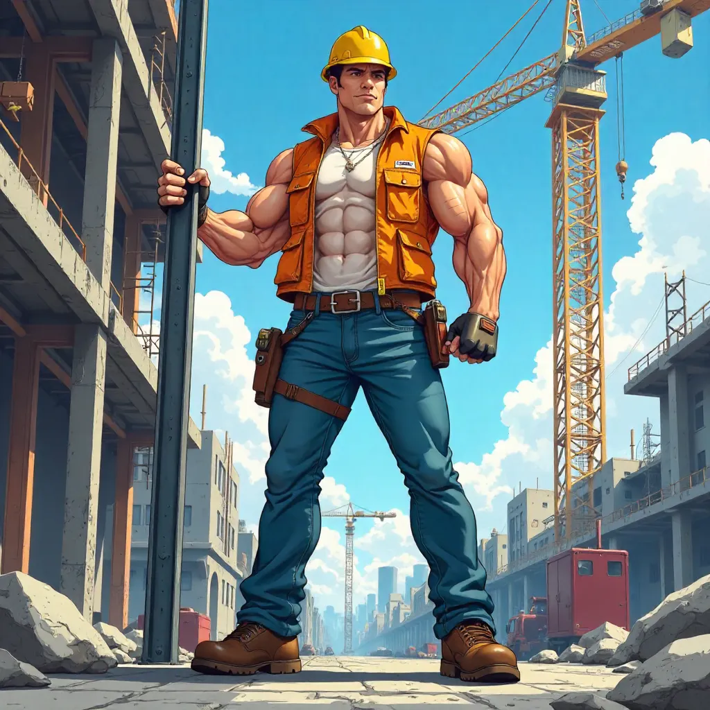 Anime Muscle: Construction Site Warrior