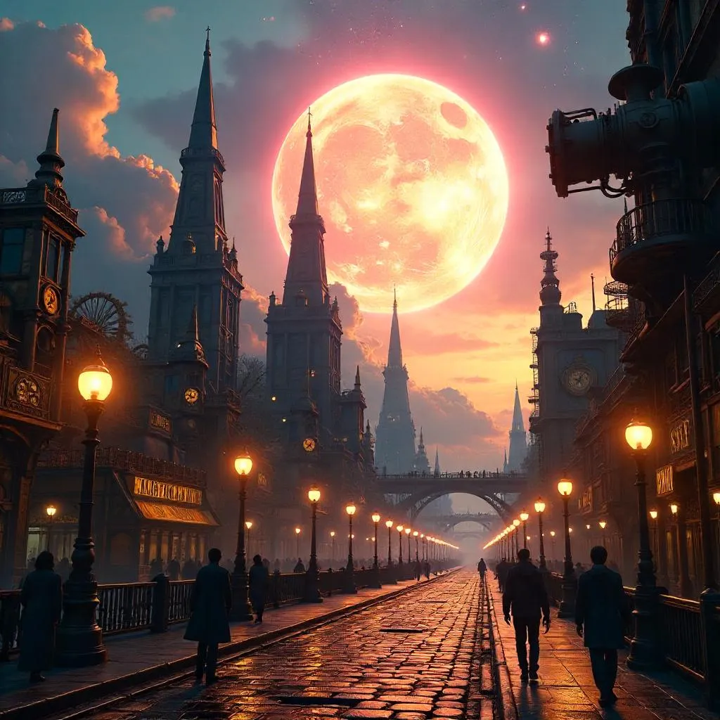 Supernova Over a Clockwork City Skyline