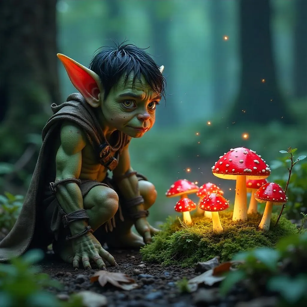 Photoreal Goblin in a Ring of Fairy Mushrooms