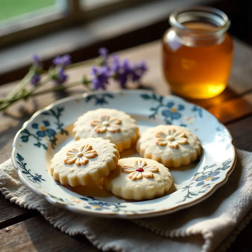 Floral-Embossed Cookies on a Vintage Plate