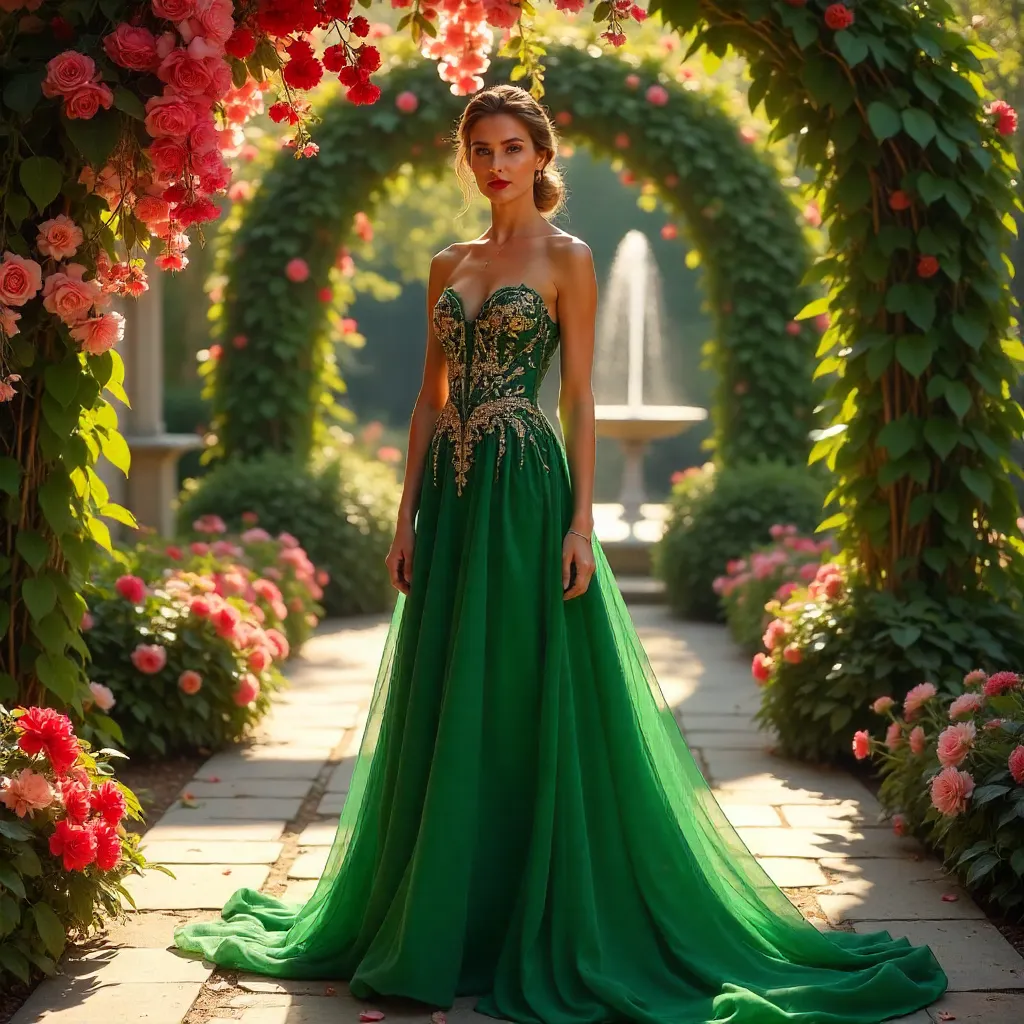 Garden Couture: Captivating Fashion Model in Bloom