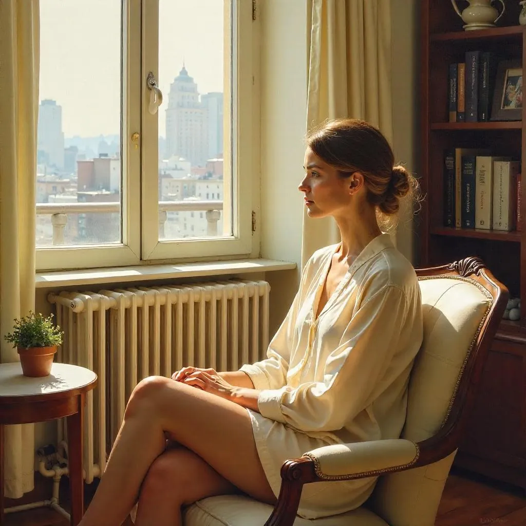Oil Portrait: Adult Woman in a City Apartment