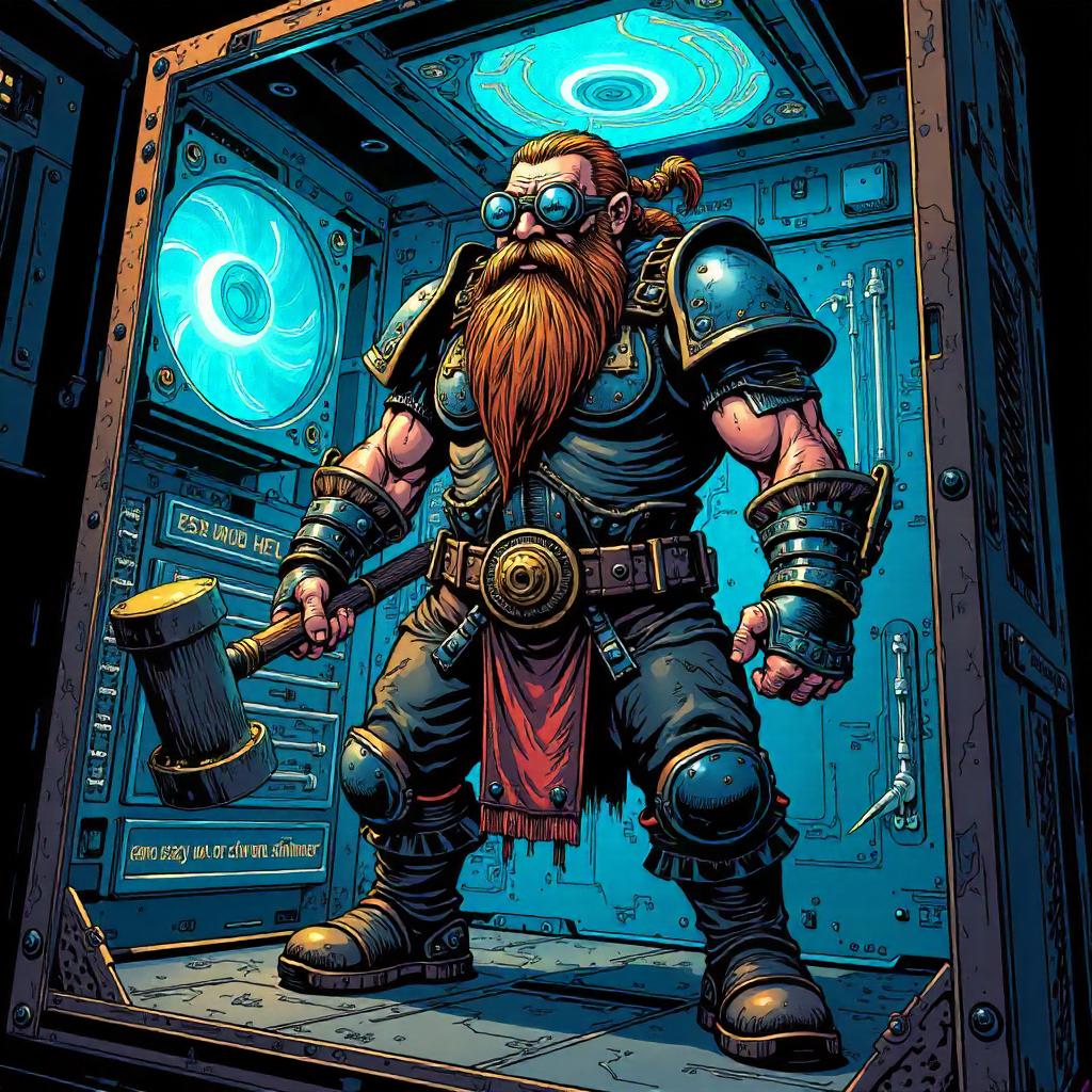 Dwarf Hero Inside a Computer - Comic Style