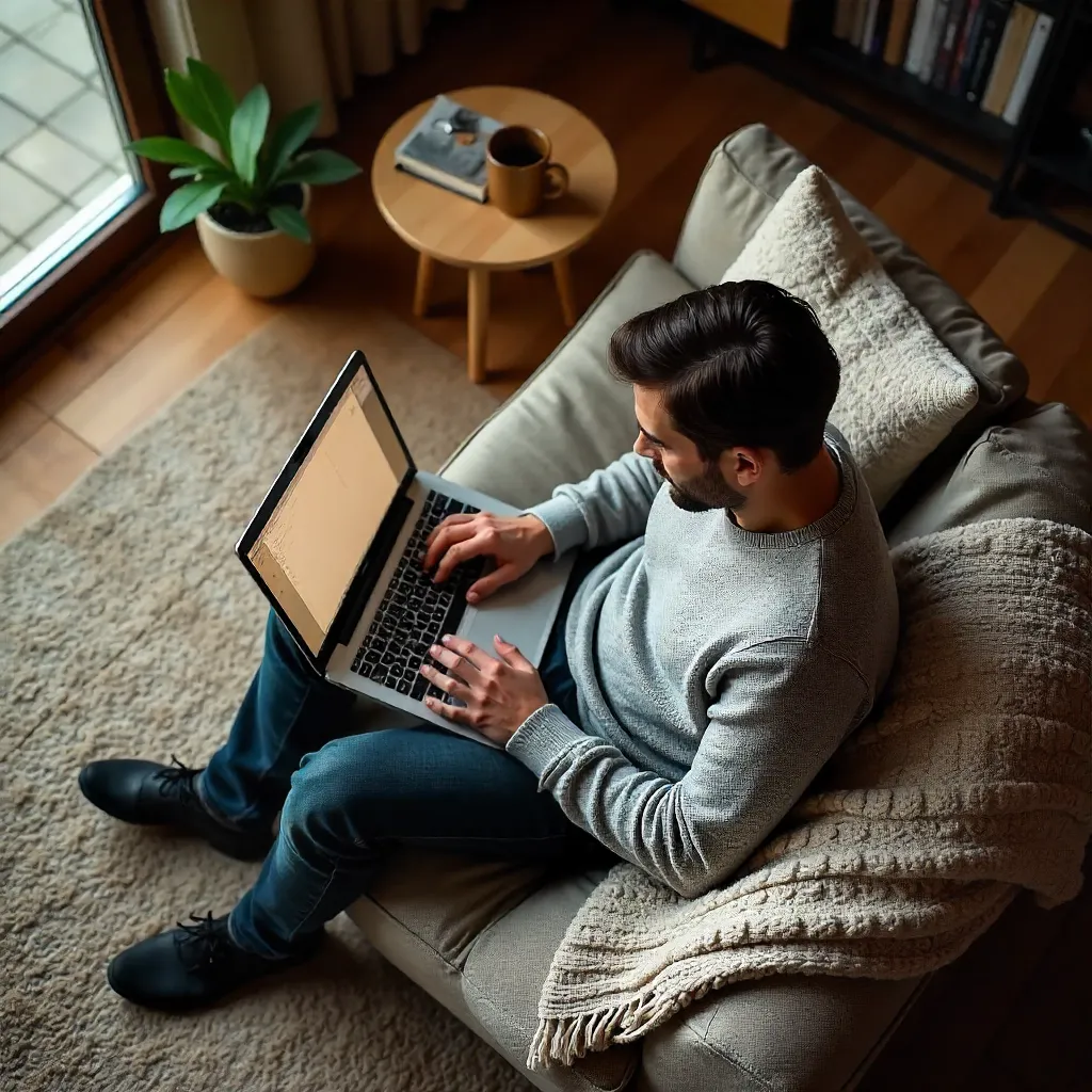 Top-Down Cozy Home Typing Scene