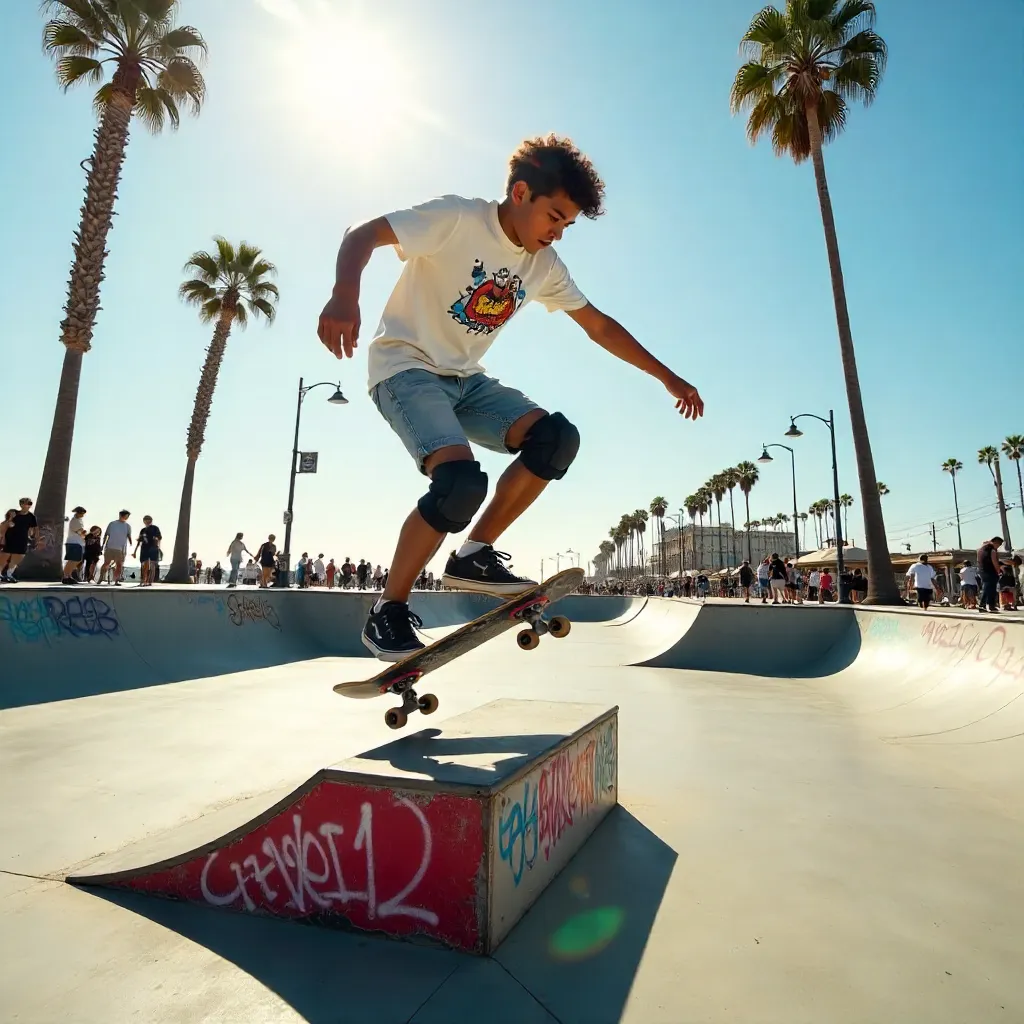 Sunlit Venice Beach Skatepark Moment