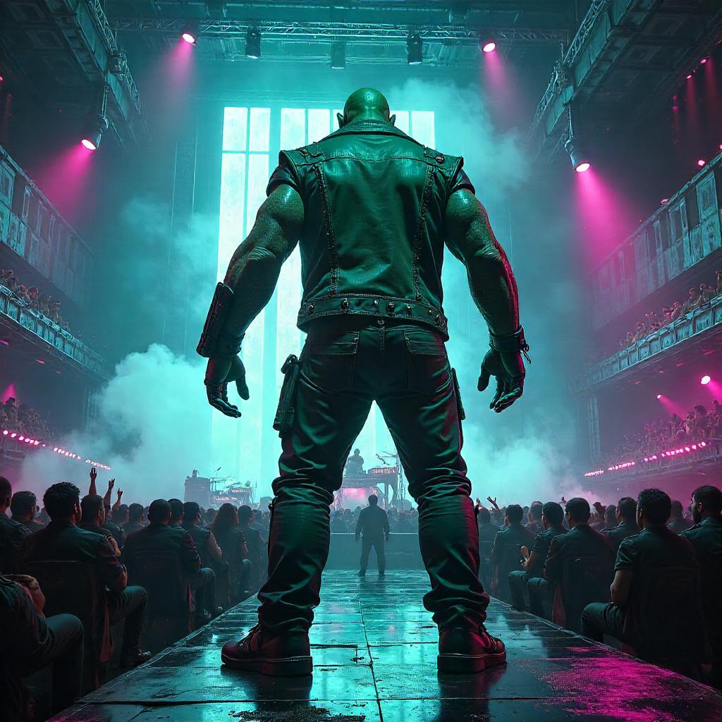 Ogre Cyberpunk in a Neon Concert Hall