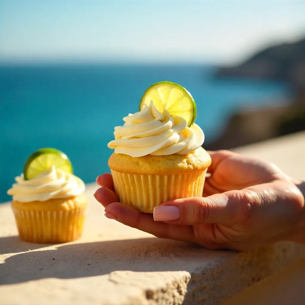 Lime-Slice Cupcake on a Sunlit Ledge