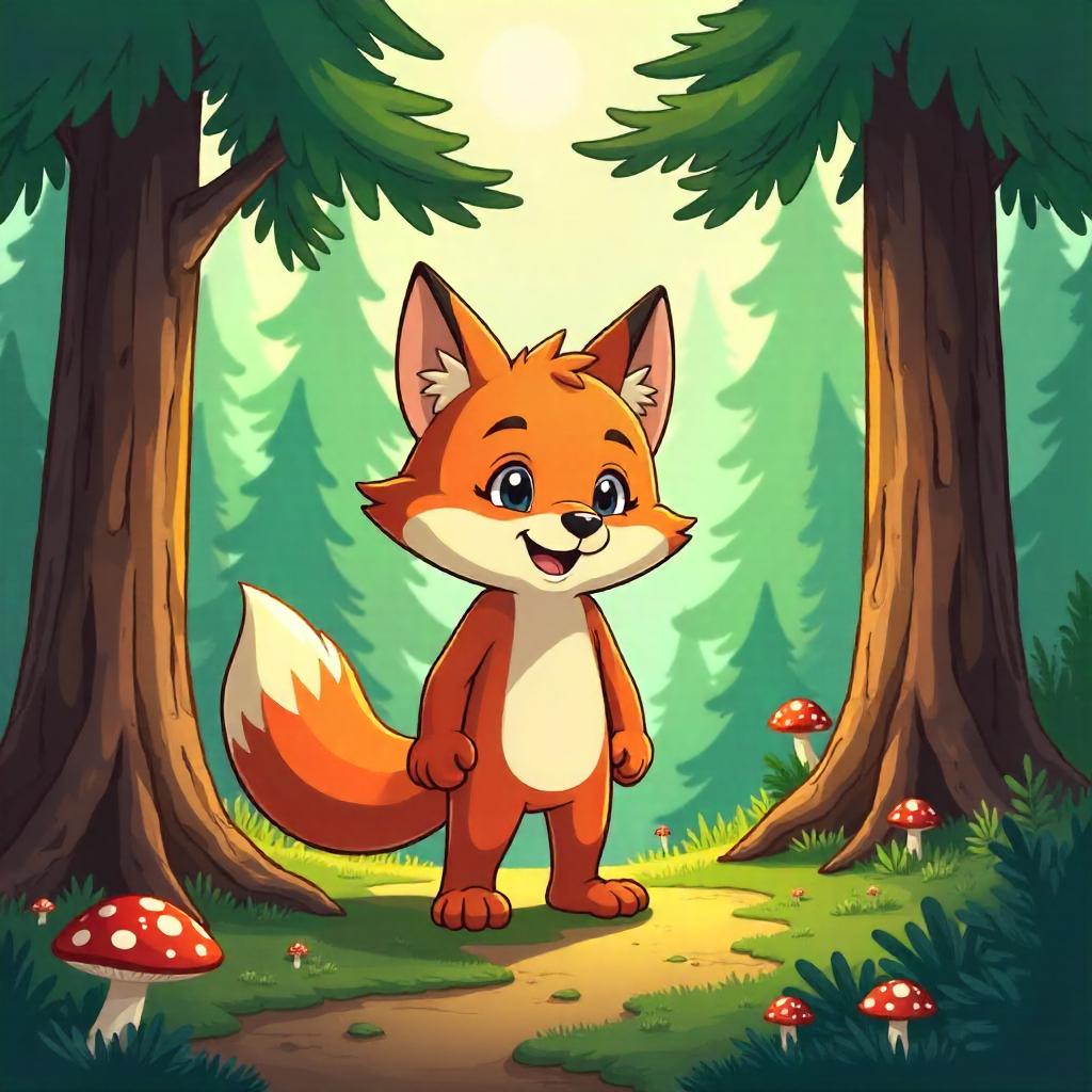 Shapeshifter in a Pine Forest – Cartoon Style