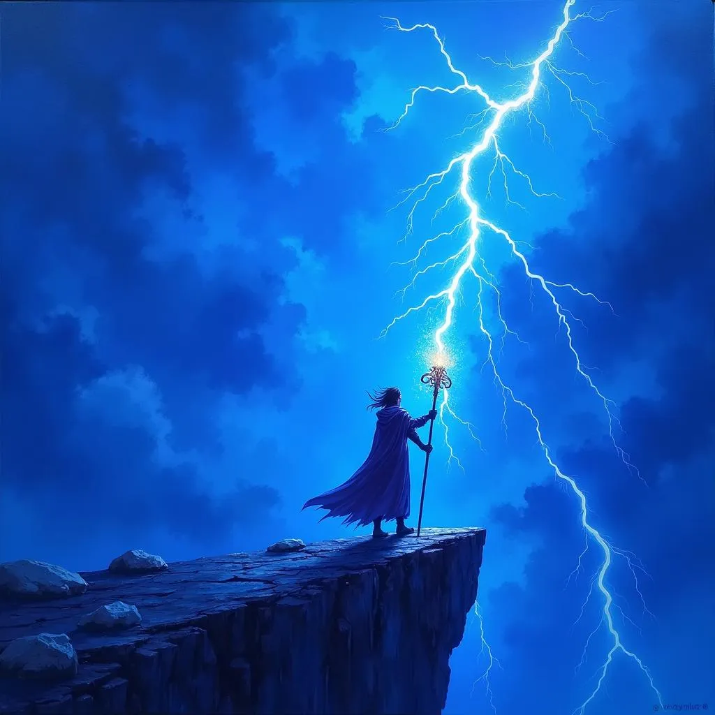 Lightning Storm: An Anime Painting in Oil Texture