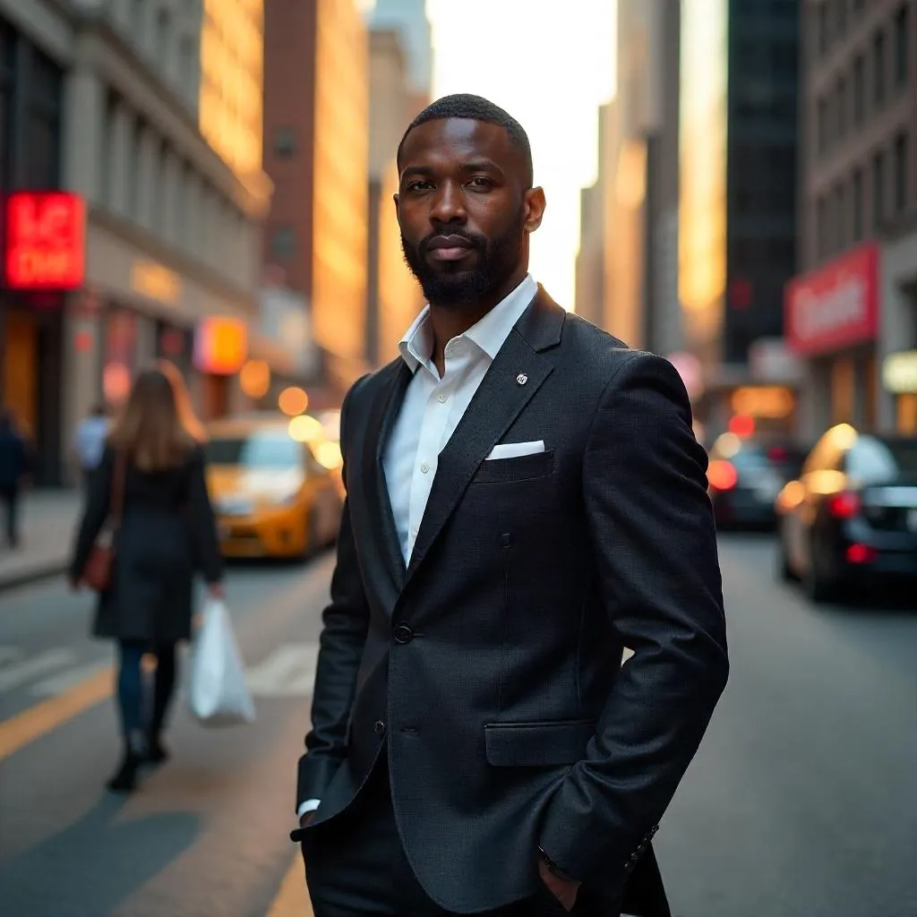 Confident Black Man on a City Street