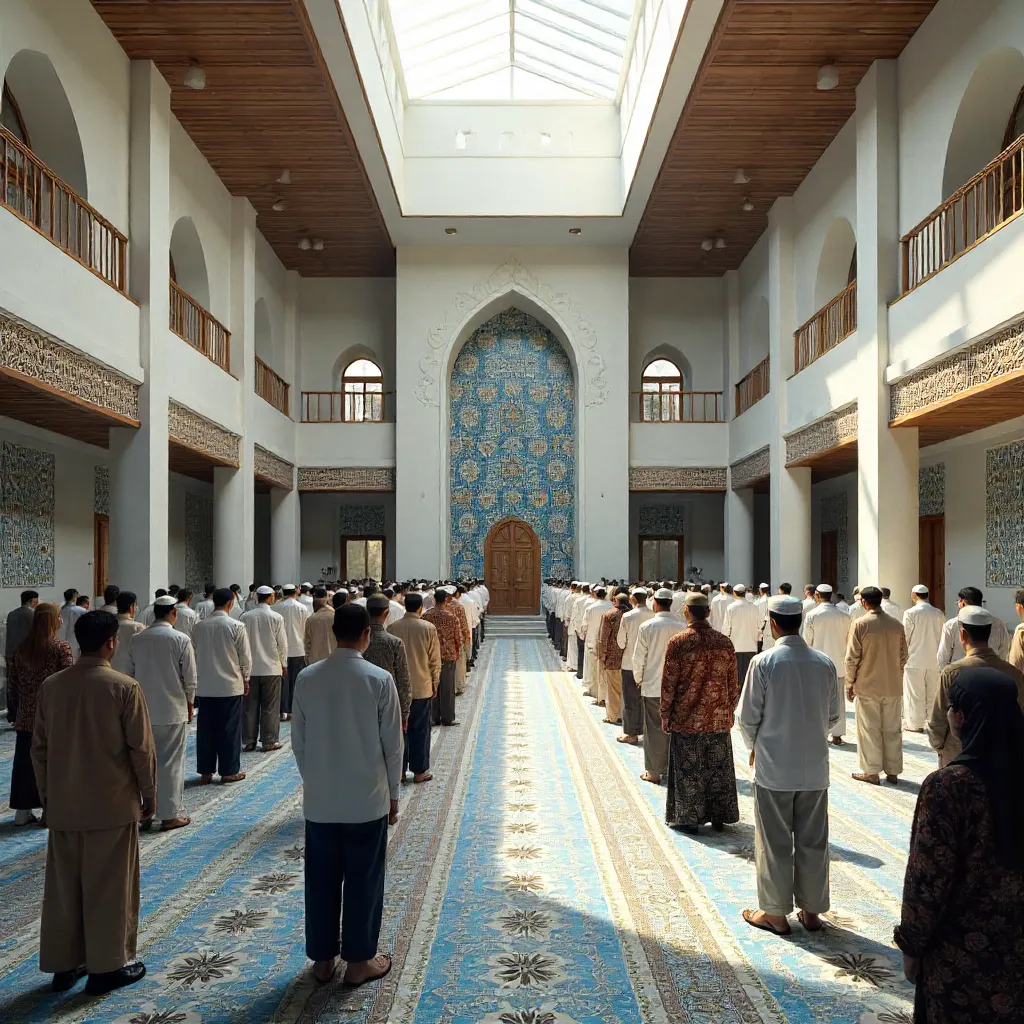 Prayer in a Modern Geometric Mosque