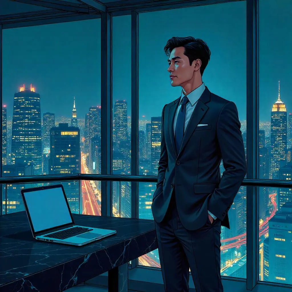 Executive in a Penthouse: Comic Book Portrait