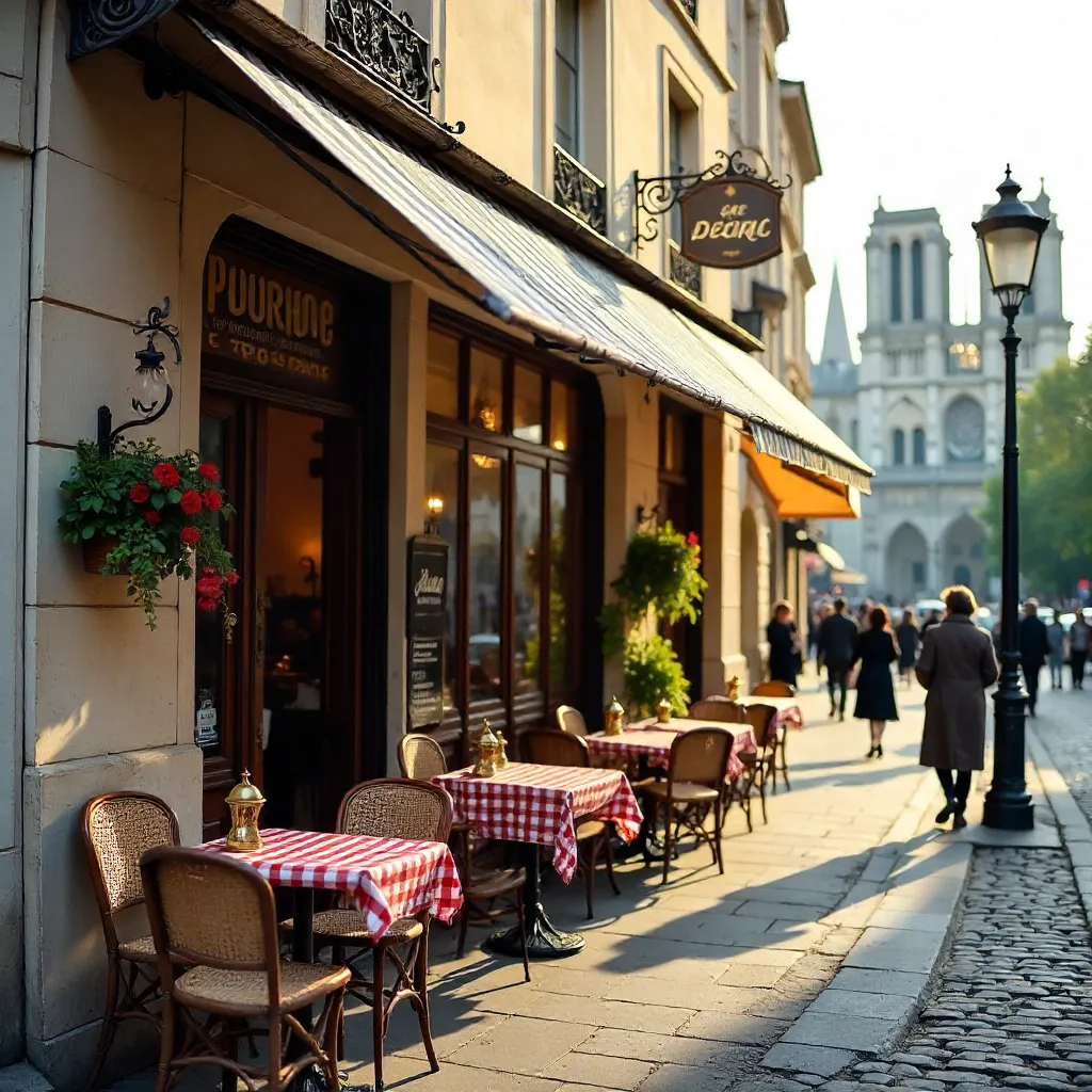 Front View of Aux Tours de Notre Dame Café, Paris
